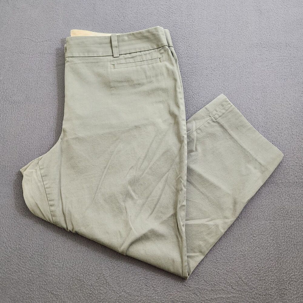 Talbots Women 16 The Perfect Curvy Crop Green Casual High Rise Chino Pants